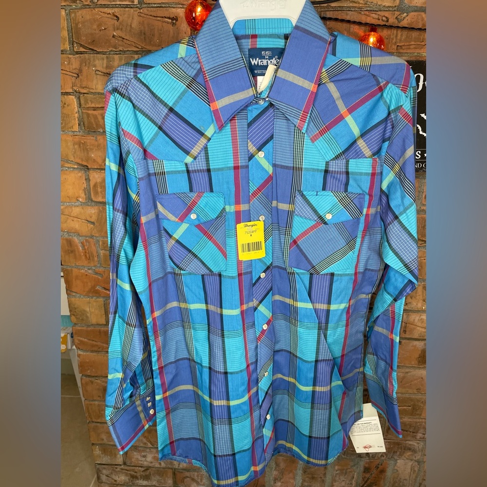 Vintage Wrangler Western Pearl Snap Long Sleeve Shirt Mens Medium NWT